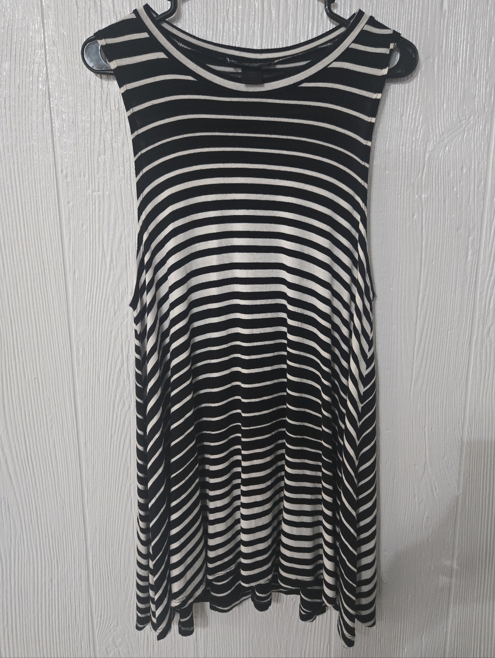 See You Monday Womens Tank Dress Size S White & Black Striped Swing Tunic A Line